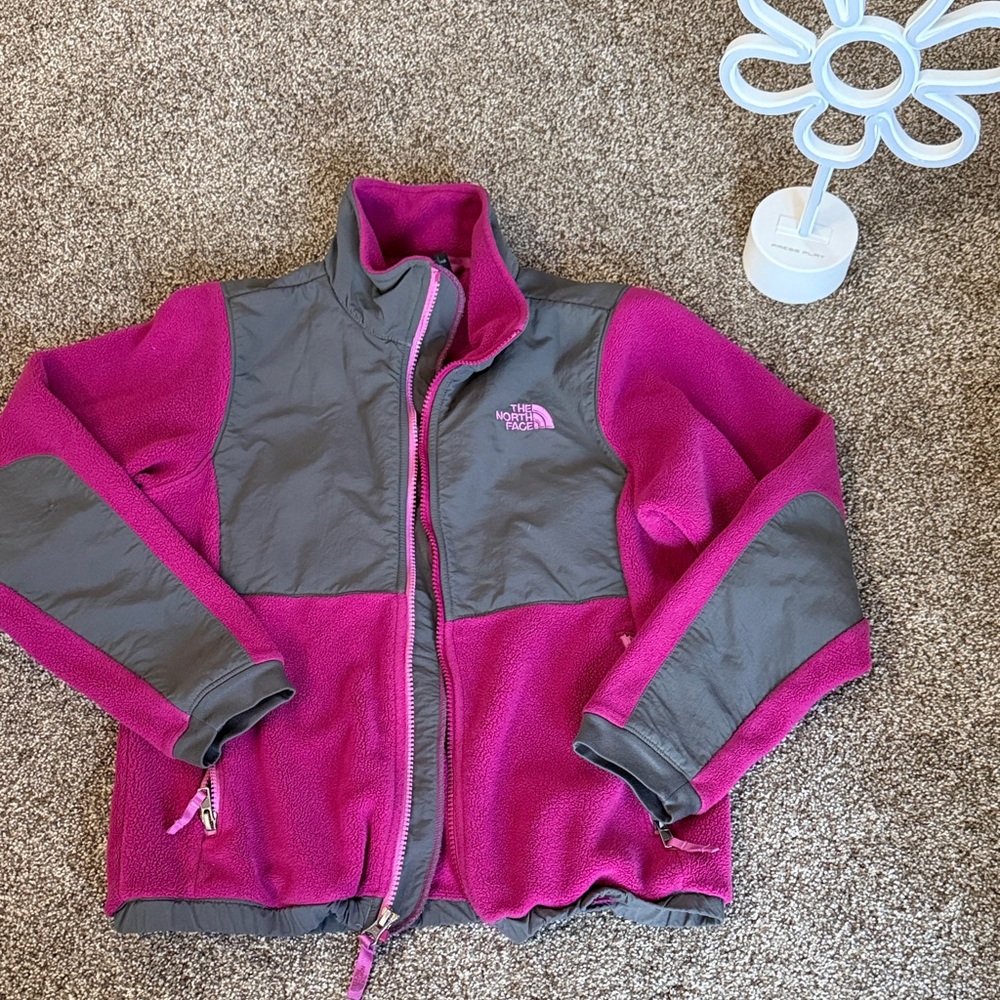 The North Face Kids Fuchsia and Gray Puffer Jacket
